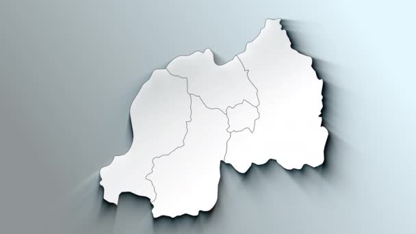 Mappa Bianca Moderna Del Ruanda Con Province — Video Stock