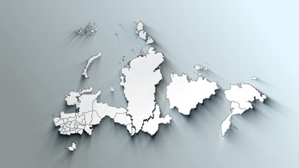 Modern Vit Karta Över Ryssland Med Federala Ämnen — Stockvideo