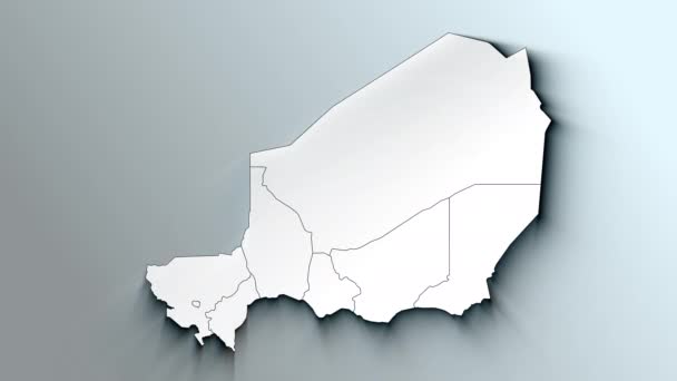 Mappa Bianca Moderna Del Niger Con Regioni — Video Stock