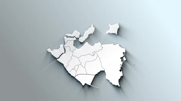 Современная Белая Карта Никарагуа Департаментами — стоковое видео