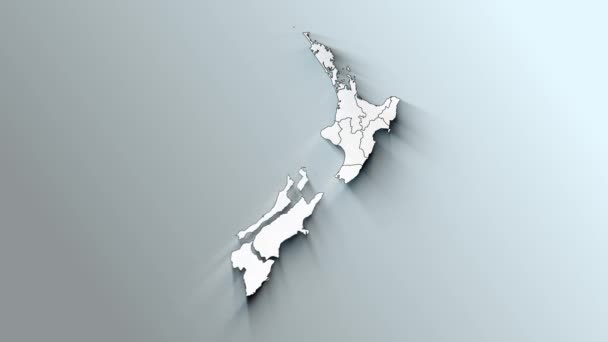Σύγχρονος Λευκός Χάρτης Της Νέας Ζηλανδίας Περιφέρειες — Αρχείο Βίντεο