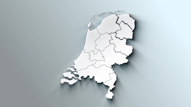 Moderne Witte Kaart Van Nederland Met Provincies — Stockvideo