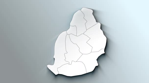 Mapa Blanco Moderno Mauricio Con Distritos — Vídeo de stock