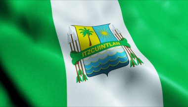 Escuintla 'nın Guatemala departmanı bayrağının 3D görüntüsü