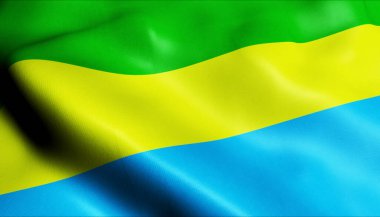 Bandung 'un Endonezya şehir bayrağının 3 boyutlu görüntüsü