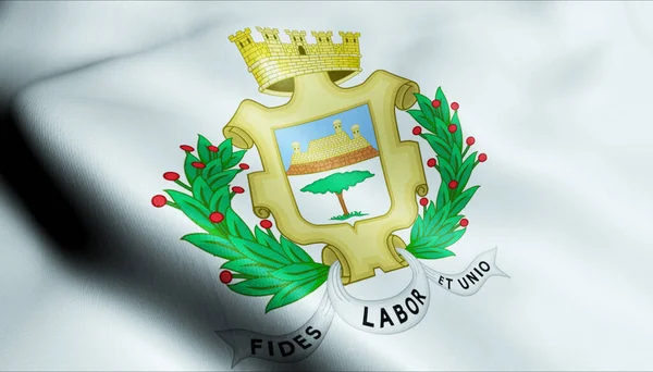 Εικονογράφηση Κυματιστή Σημαία Της Επαρχίας Cienfuegos — Φωτογραφία Αρχείου