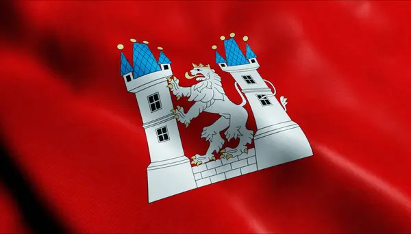 Illusztráció Egy Hullámzó Cseh Város Zászló Velvary — Stock Fotó