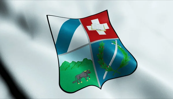 多米尼加共和国San Cristobal城市旗帜的3D说明 — 图库照片