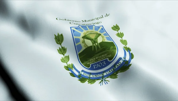 Illustratie Van Een Zwaaiende Salvador Stadsvlag Van Cuscatancingo — Stockfoto