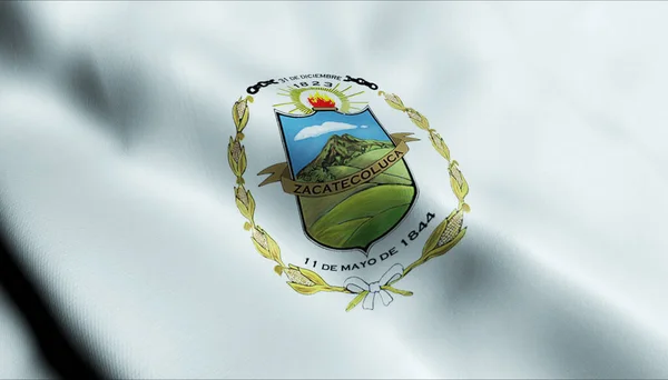 Ilustrace Vlnící Salvadorské Městské Vlajky Zacatecolucy — Stock fotografie