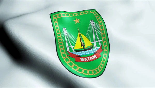 Ilustracja Machającej Flagi Miasta Indonezji Batam — Zdjęcie stockowe