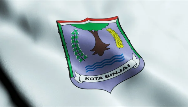 Ilustrasi Dari Melambaikan Bendera Kota Binjai Indonesia — Stok Foto