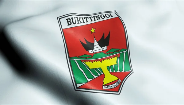 Ilustracja Machającej Flagi Miasta Indonezji Bukittinggi — Zdjęcie stockowe