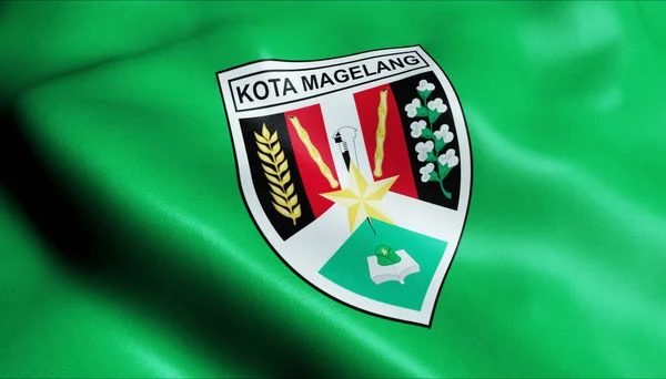 Ilustracja Machającej Flagi Miasta Indonezji Magelang — Zdjęcie stockowe