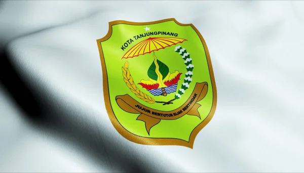 Illustration Waving Indonesia City Flag Tanjungpinang — Stock Photo, Image