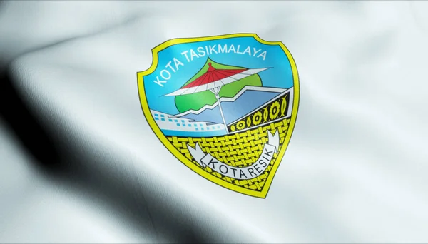 Εικονογράφηση Κυματιστή Ινδονησιακή Σημαία Της Πόλης Tasikmalaya — Φωτογραφία Αρχείου