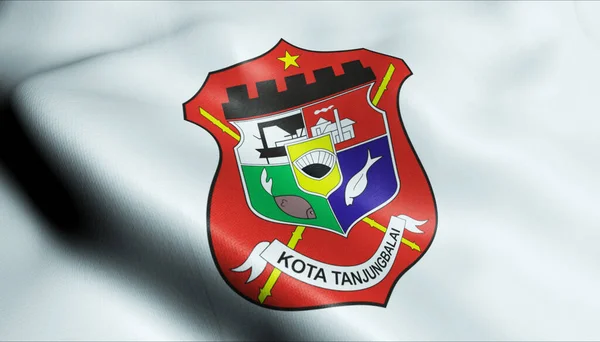 Ilustracja Machającej Flagi Miasta Indonezji Tanjungbalai — Zdjęcie stockowe
