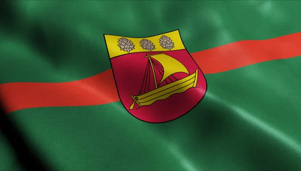 Illustration Waving Latvia City Flag Valdemarpils —  Fotos de Stock
