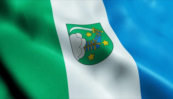 波状ラトビア旗の3Dイラスト Valka市旗 — ストック写真