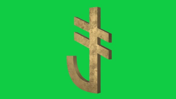 Simbolo Lira Turca Rotante Schermo Verde — Video Stock