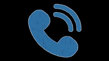 El Çizimi Canlandırılmış Telefon Arama Simgesi Yeşil Ekranda