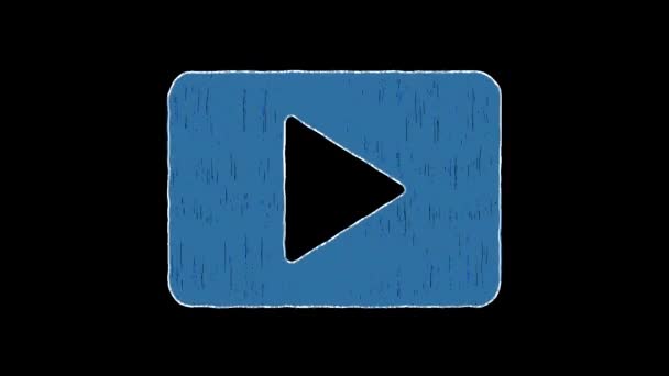 Icona Con Pulsante Riproduzione Video Animata Disegnata Mano Schermo Verde — Video Stock