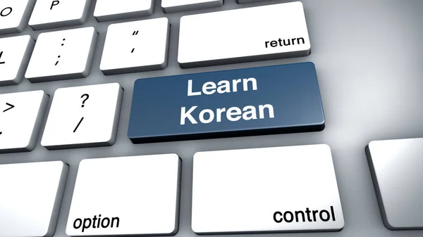 Клавиатура Компьютера Словом Учить Корейский — стоковое фото