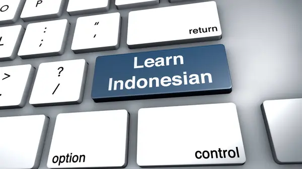 Tecla Teclado Computador Com Palavra Aprender Indonésio — Fotografia de Stock