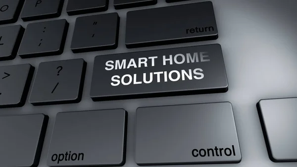 Tecla Teclado Computador Com Palavra Smart Home Solutions — Fotografia de Stock