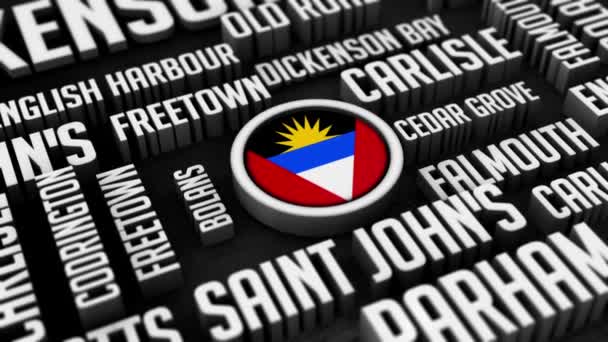 Antigua Und Barbuda Städte Word Cloud Collage — Stockvideo