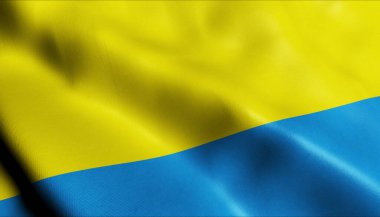 Polonya 'nın Opole Voyvoda bayrağının 3 boyutlu görüntüsü