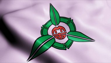 Hsinchu 'nun dalgalanan Tayvan şehir bayrağının 3D görüntüsü