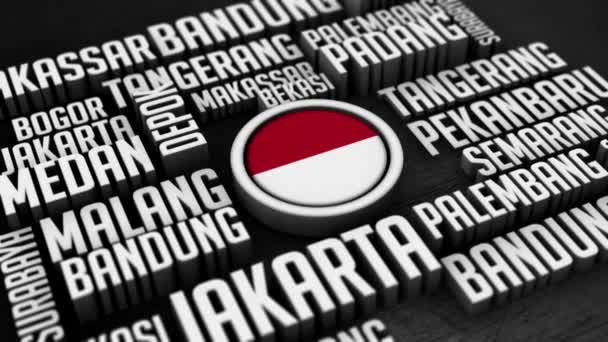 Indonesiska Städer Word Cloud Collage — Stockvideo