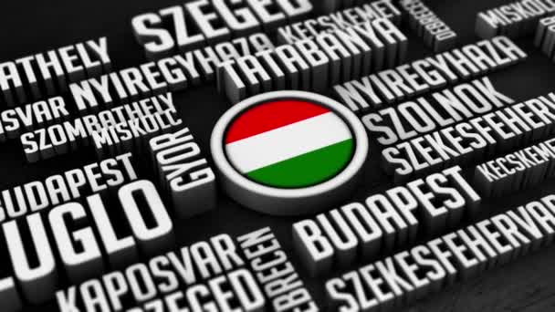 Венгрия Города Word Cloud Collage — стоковое видео