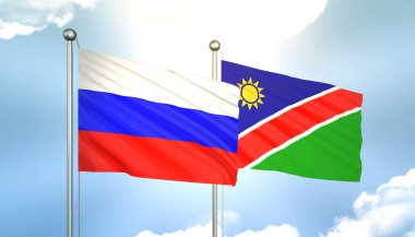 Rusya ve Namibya Bayraklarını Güneş Işığıyla Dalgalayan 3D