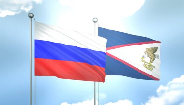 Rusya ve Samao Bayraklarını Güneş Işığıyla Dalgalayan 3D