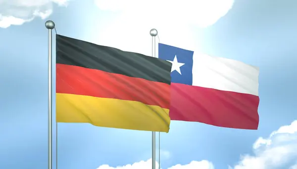 Прапор Німеччини Чилі Блакитному Небі Сонячним Сяйвом Стокове Фото