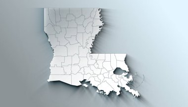 ABD 'nin Louisiana Eyaleti ve Counties Sınır Çizgileri