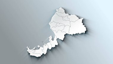 Fukui Japon Sınır İdaresi Minimalist Haritası