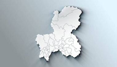 Gifu Japon Sınır İdaresi Minimalist Haritası