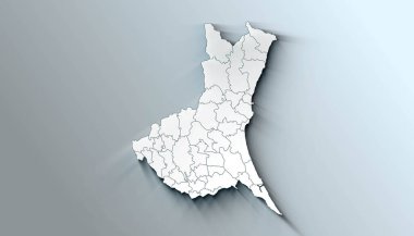 Ibaraki Japon Sınır İdaresi Minimalist Haritası