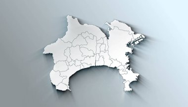 Kanagawa Minimalist Haritası Sınırlı Japonya Bölgesi