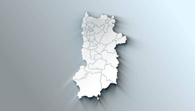 Nara 'nın Minimalist Sınırlı Japonya Bölgesi Haritası