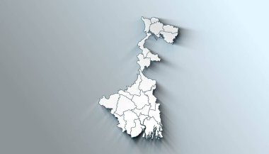 Batı Bengal Hindistan 'ın Modern Haritası Sınırlı Bölgeler