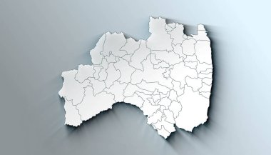 Fukushima 'nın Minimalist Haritası Sınırlı Japonya Bölgesi