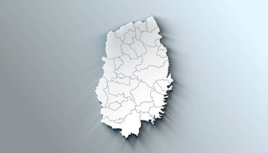 Iwate Japon Sınır İdaresi Minimalist Haritası