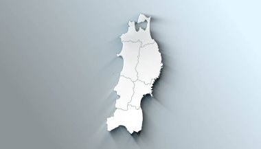 Tohoku Japon Sınırlı Minimalist Haritası