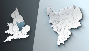 Doğu Midlands Modern Haritası Sınır Tanımayan İngiltere Bölgesi