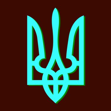 Ukrayna 'nın stilize vektör arması. Ukrayna arması. Kıyafetlere, web sitelerine, dövmelere baskı yapmak için.