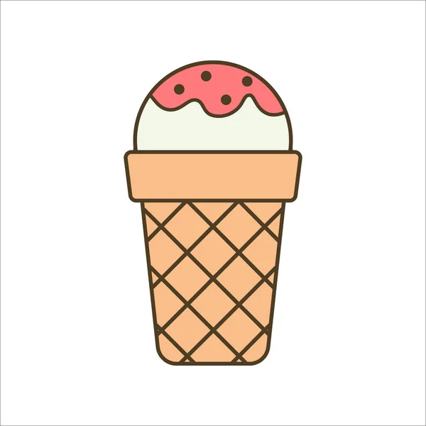 Icône Vectorielle Autocollant Crème Glacée Avec Garniture Dans Une Tasse — Image vectorielle